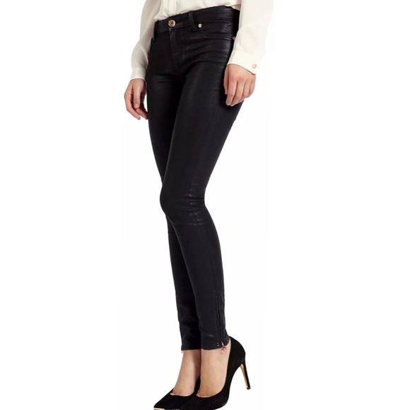 Ted Baker Anna Wax Coated Black Skinny Jeans 28 - Picture 1 of 12